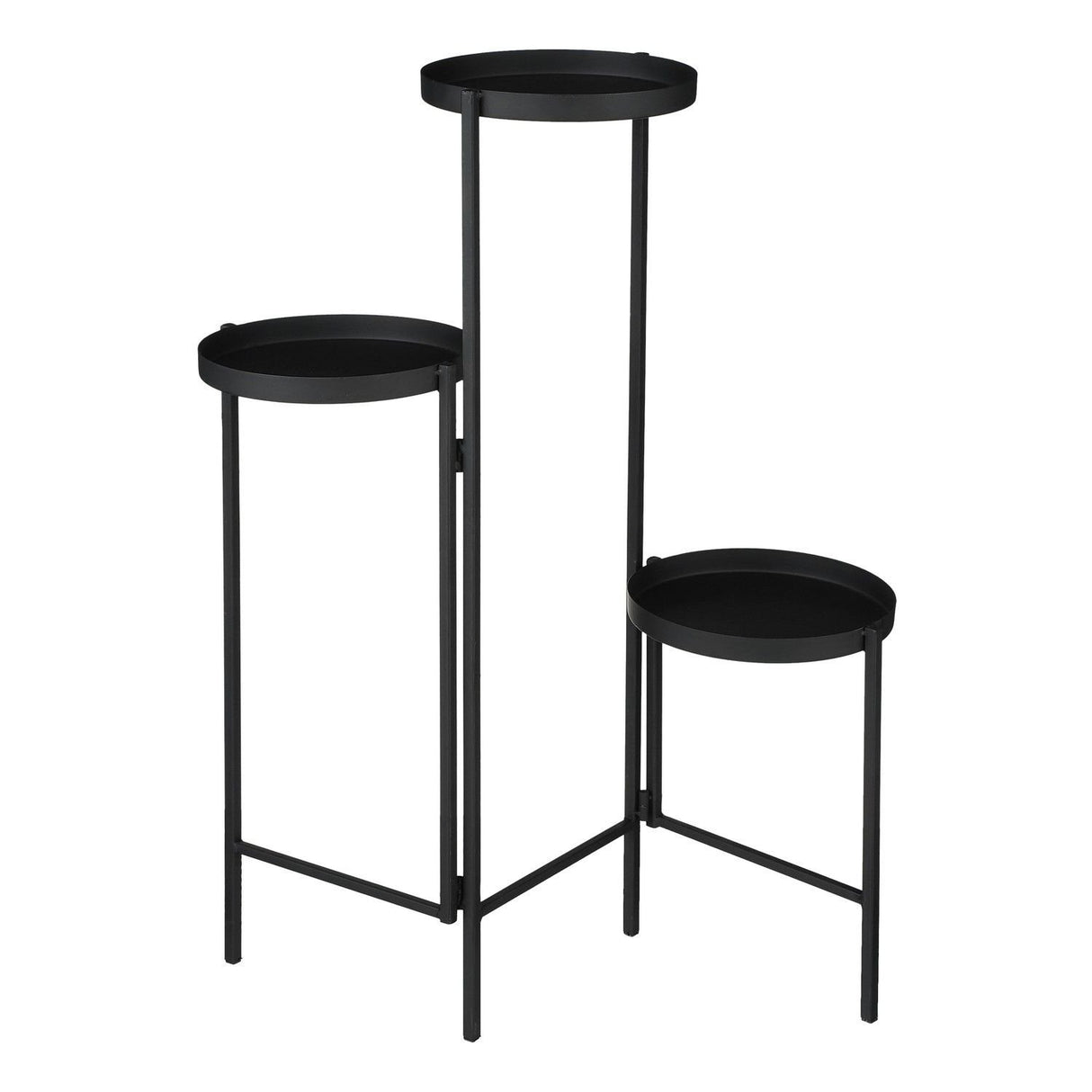Mica Decorations 70cm Three Tier Black Iron Plant Table