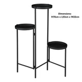 Mica Decorations 70cm Three Tier Black Iron Plant Table