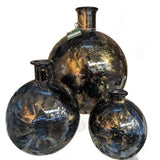 Mica Decorations 18cm x 16cm Black Recycled Glass Ferro Bottle Vase