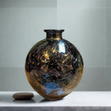 Mica Decorations 18cm x 16cm Black Recycled Glass Ferro Bottle Vase