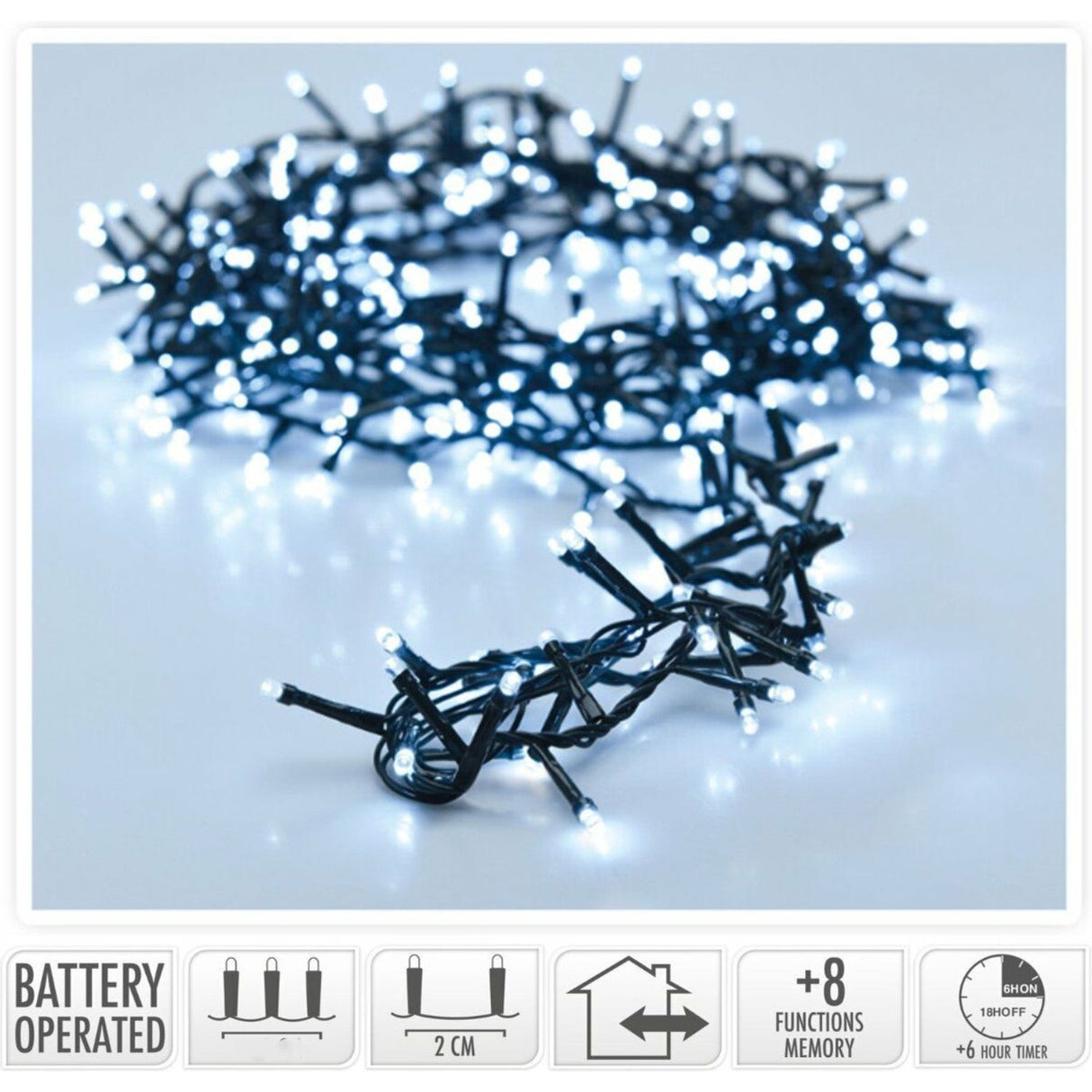 Koopman 200 Cool White LED Micro Cluster Lights (4m)