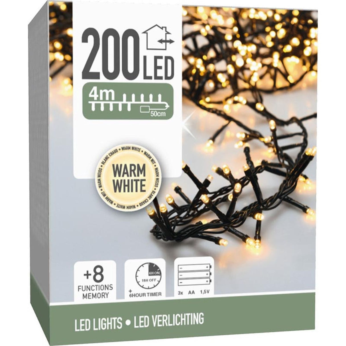 Koopman 200 Warm White LED Micro Cluster Lights (4m)