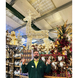 Lumineo 270cm Warm White LED Lit Gold Twist Frame Reindeer Decoration - 5,200 LEDs
