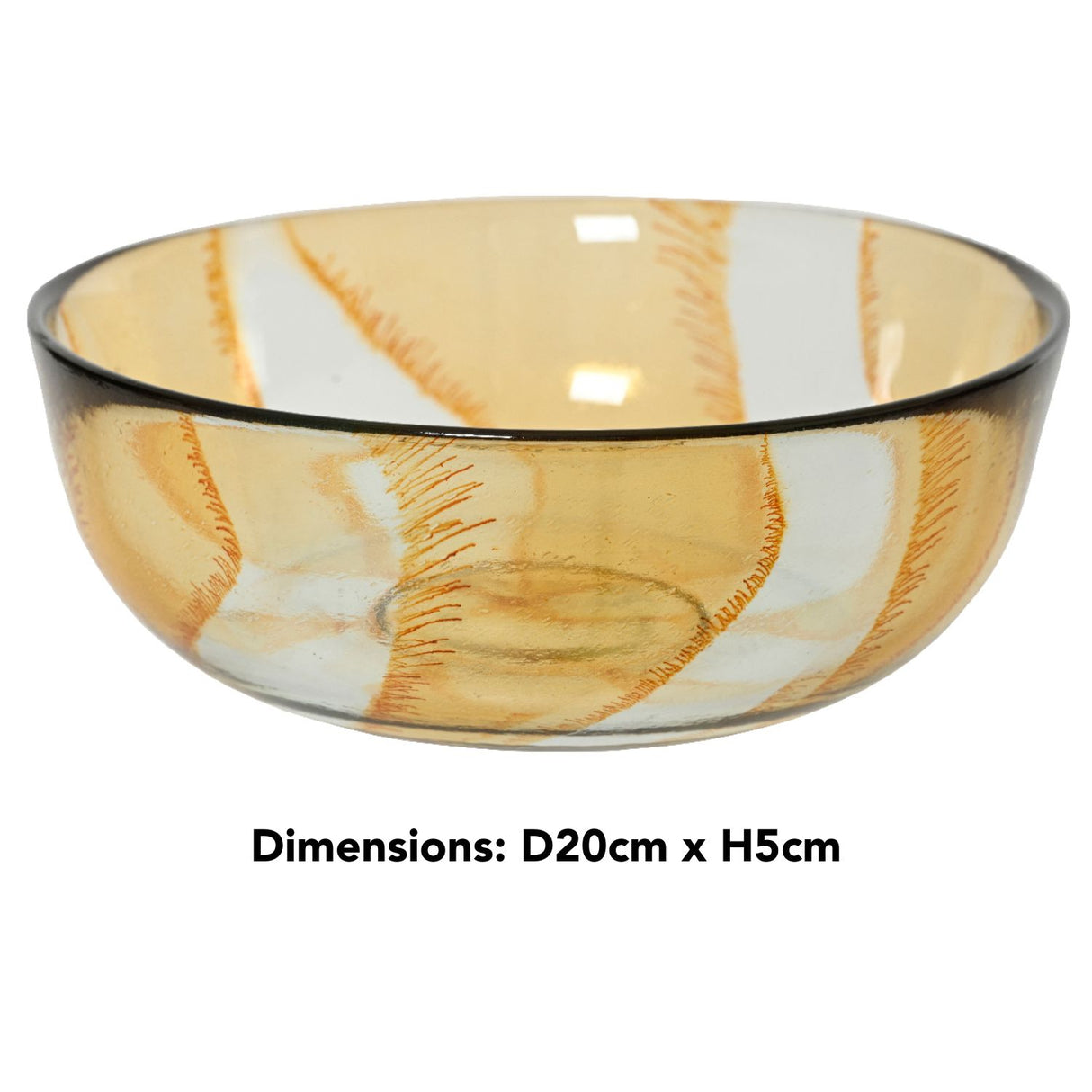Decoris 20cm Amber Recycled Glass Bowl