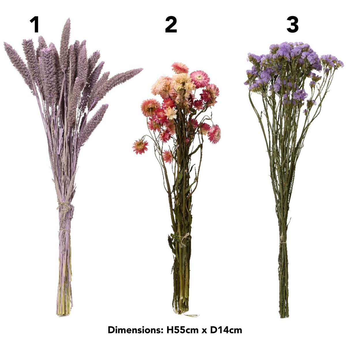 Decoris 55cm Artificial Dried Flowers Bunch (Choice of 3)