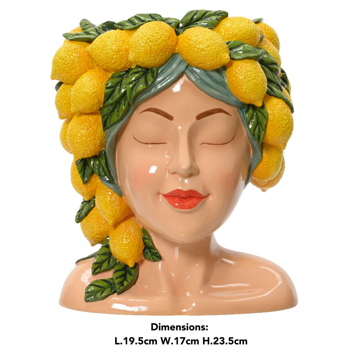 Decoris 23.5cm Women's Lemon Head Polyresin Planter