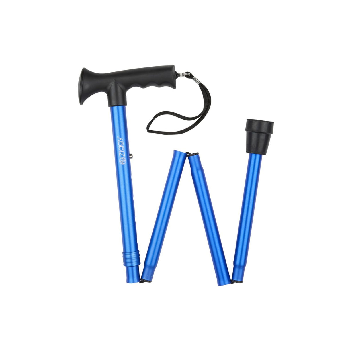 Charles Buyers Blue Gel Grip Handle Folding Stick
