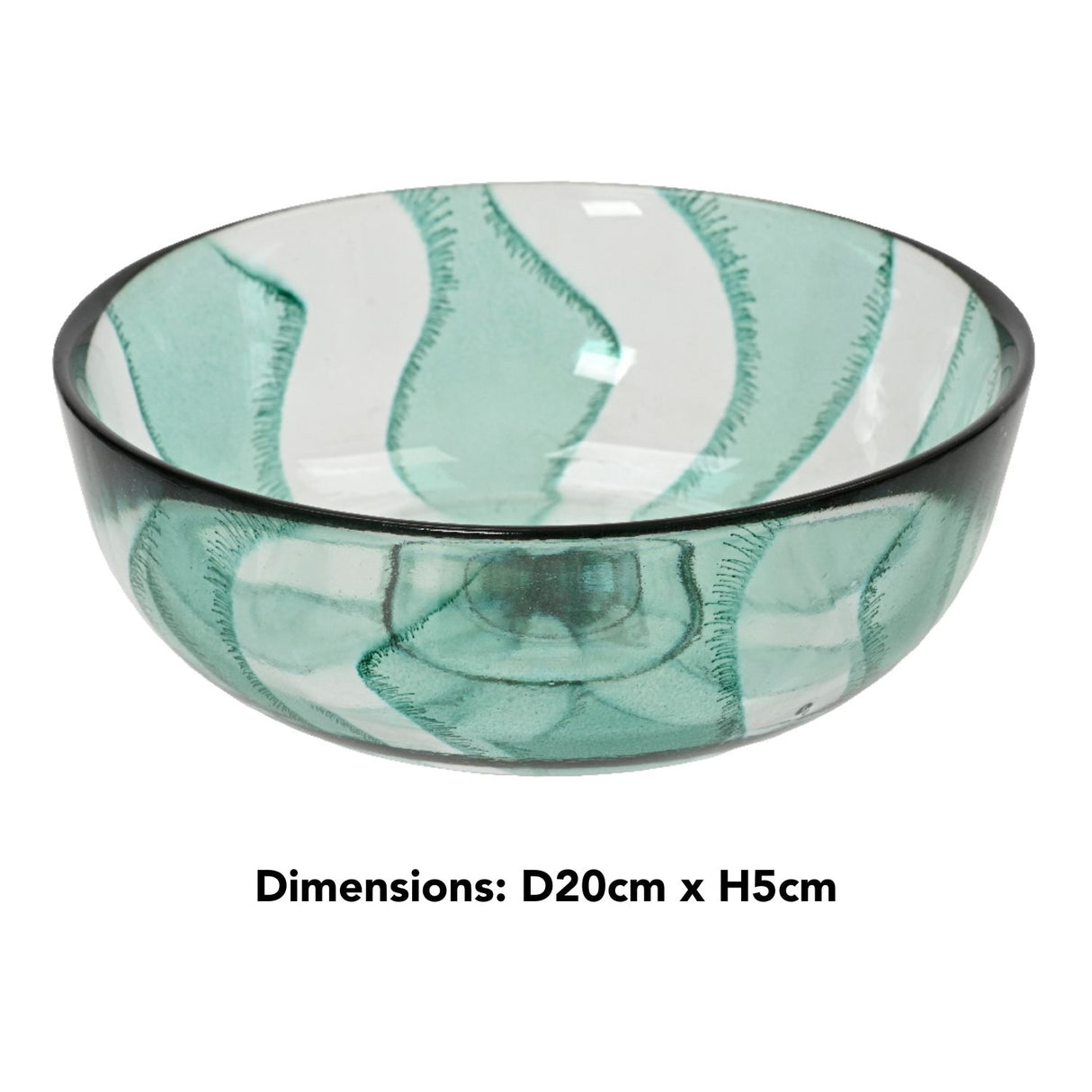 Decoris 20cm Green Recycled Glass Bowl