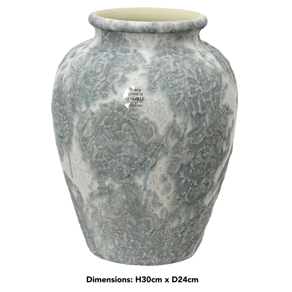 Decoris 30cm Sand Blue & White Terracotta Vase