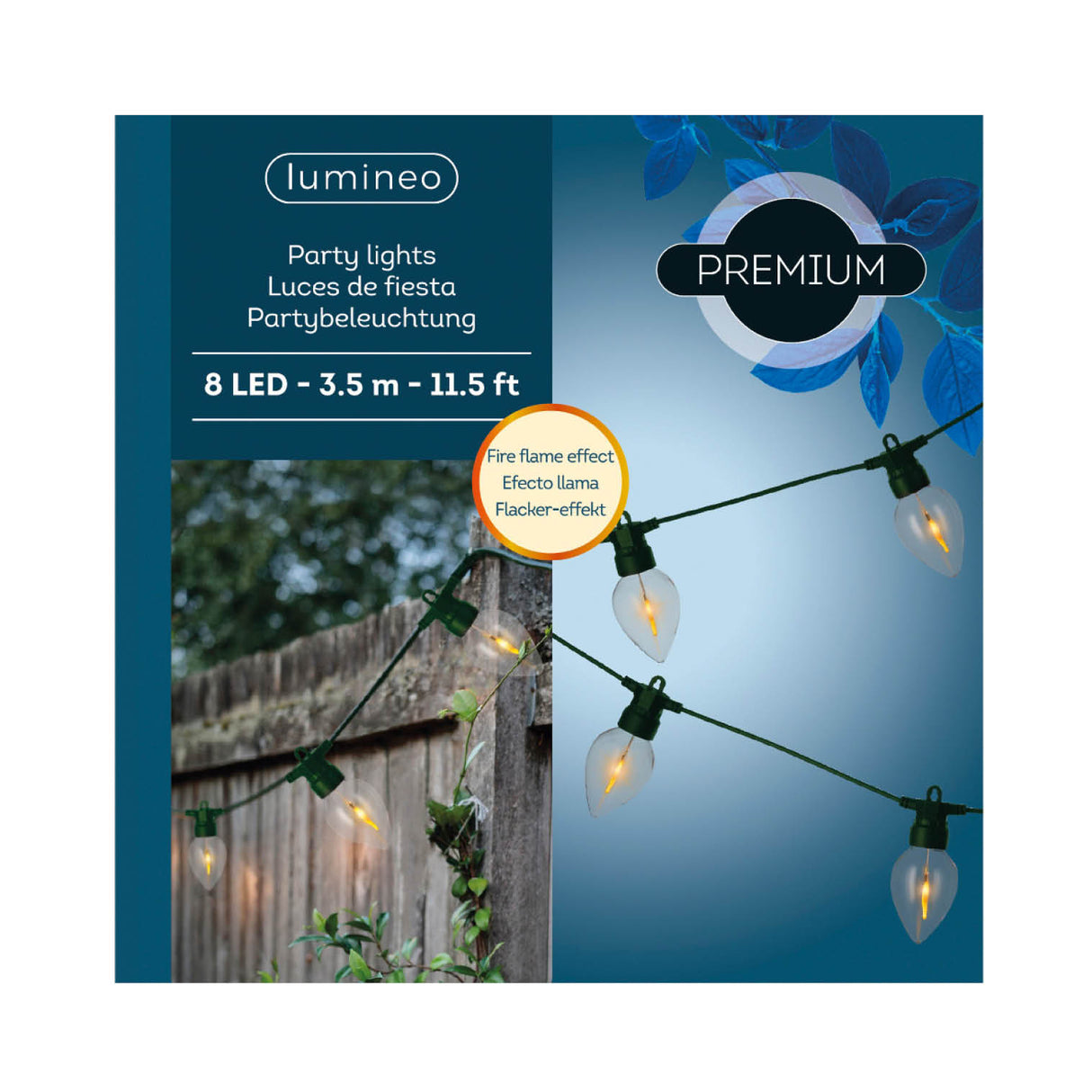 Lumineo 8 LED Flame Effect Garden Party Lights