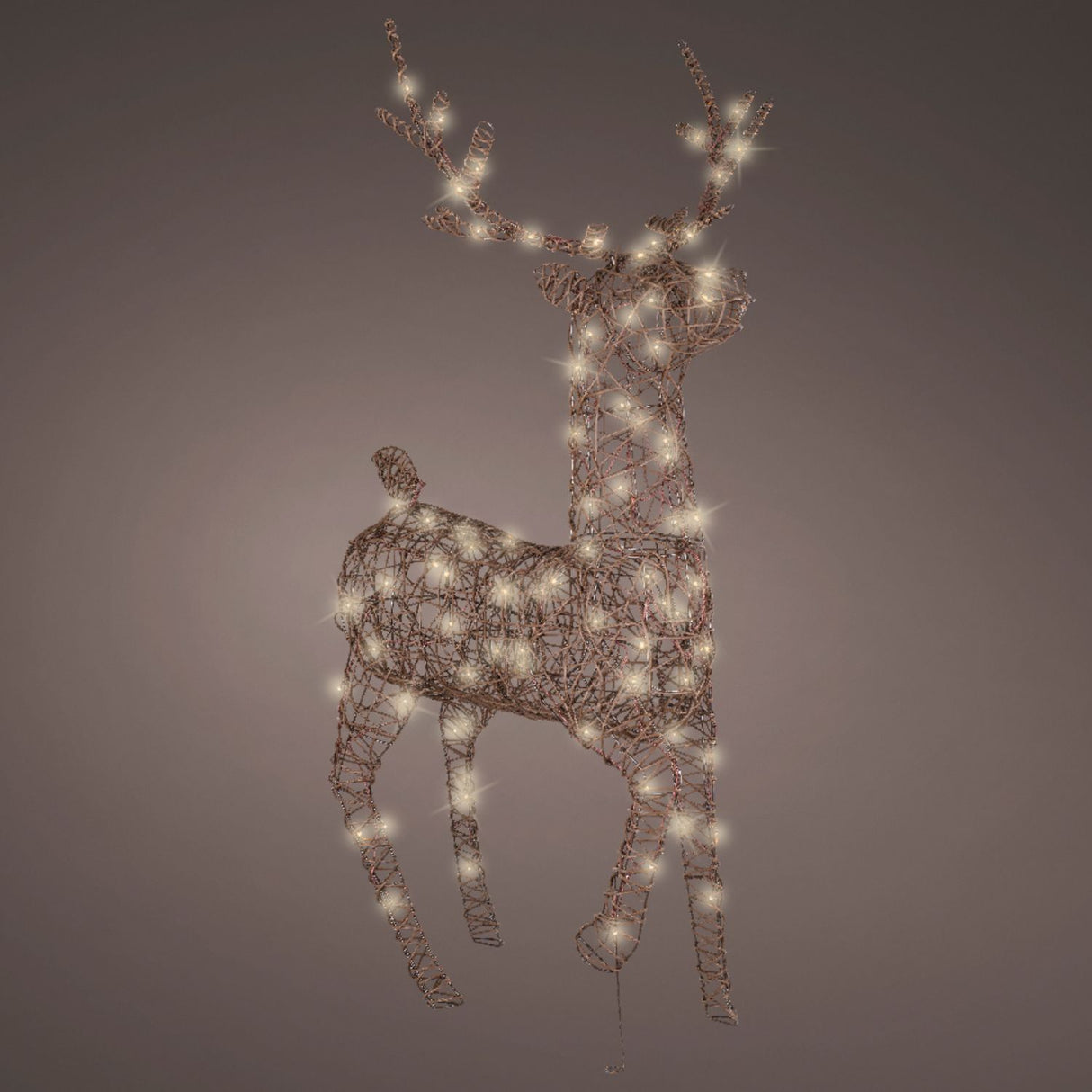 Lumineo 147cm Dark Brown/Warm White LED Reindeer