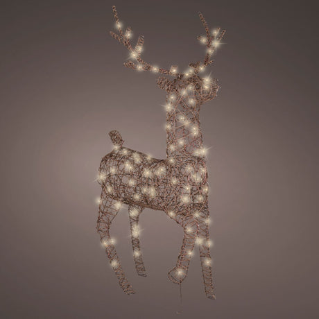 Lumineo 147cm Dark Brown/Warm White LED Reindeer