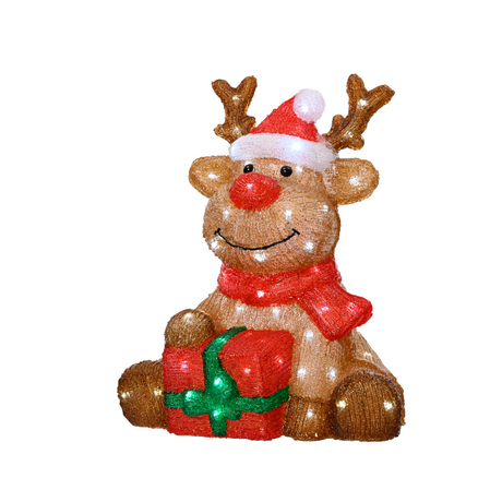 Lumineo 45cm Cool White LED Acrylic Reindeer with Present