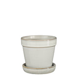 Mica Decorations 11cm Off White Clint Glazed Pot with Saucer