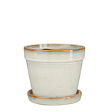 Mica Decorations 13cm Off White Clint Glazed Pot with Saucer