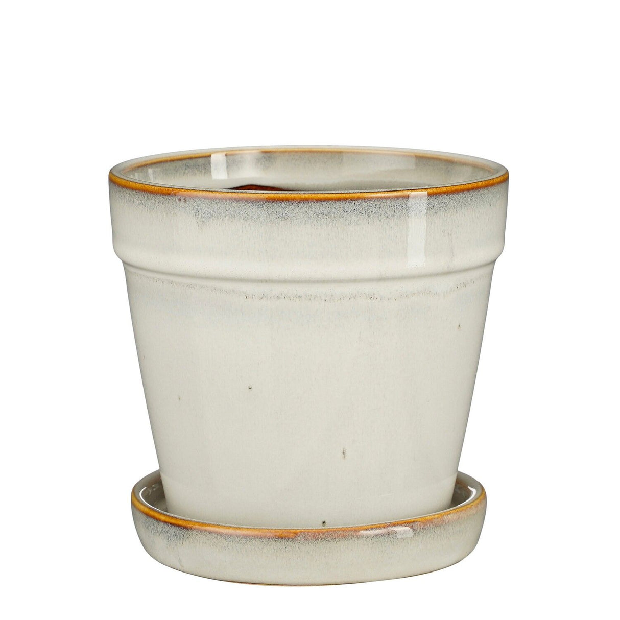Mica Decorations 16.5cm Off White Clint Glazed Pot with Saucer - 1163919