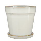 Mica Decorations 20cm Off White Clint Glazed Pot with Saucer - 1163920