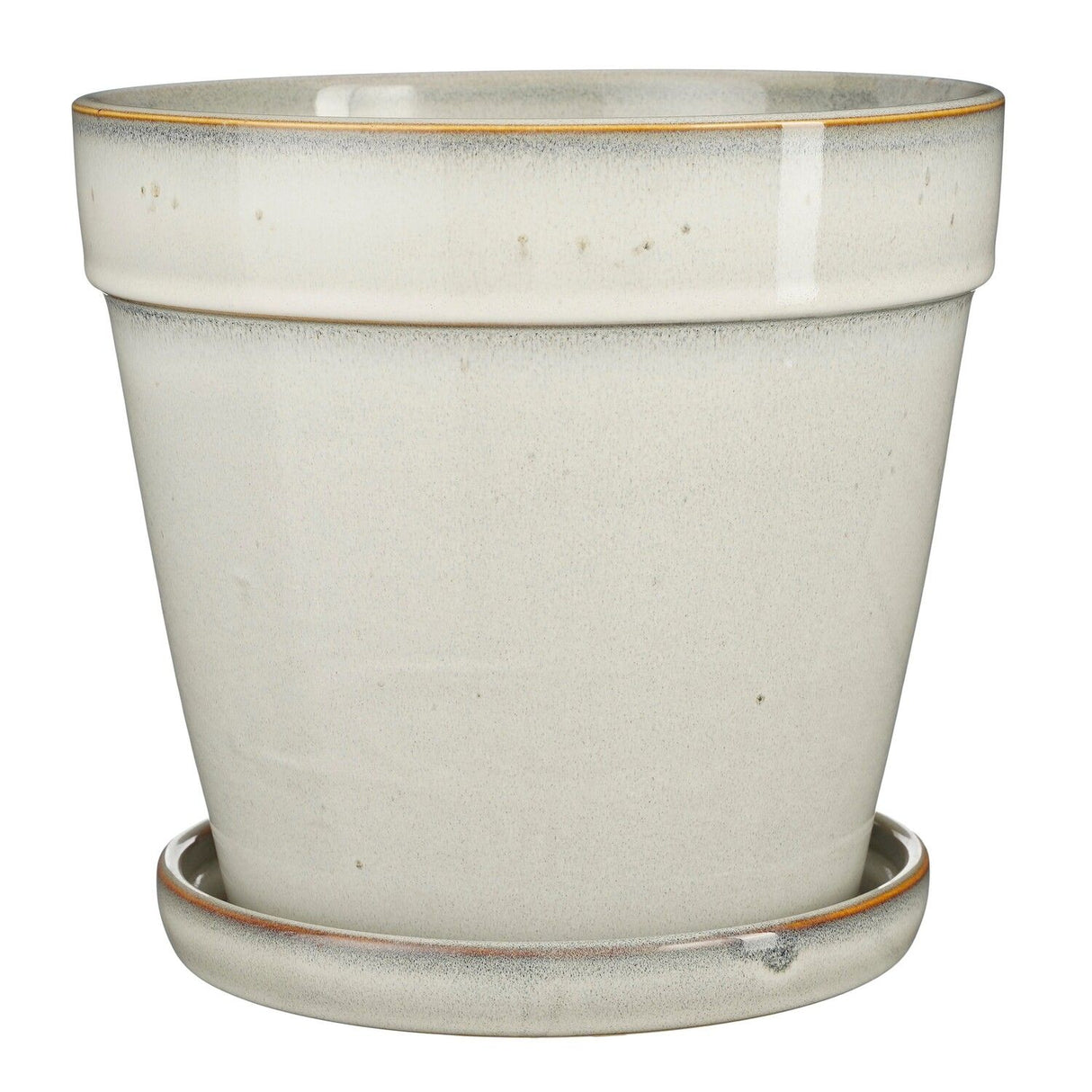 Mica Decorations 21cm Off White Clint Glazed Pot with Saucer - 1163921