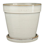 Mica Decorations 21cm Off White Clint Glazed Pot with Saucer - 1163921