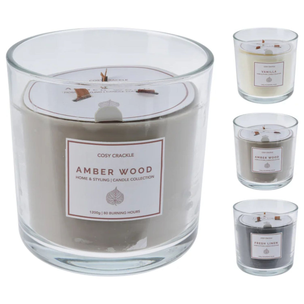 Koopman 15cm Scented Candle Wooden Wick (Choice of 4)