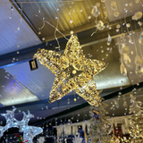 Lumineo 60cm Warm White LED Lit Gold Metal Frame Star Decoration