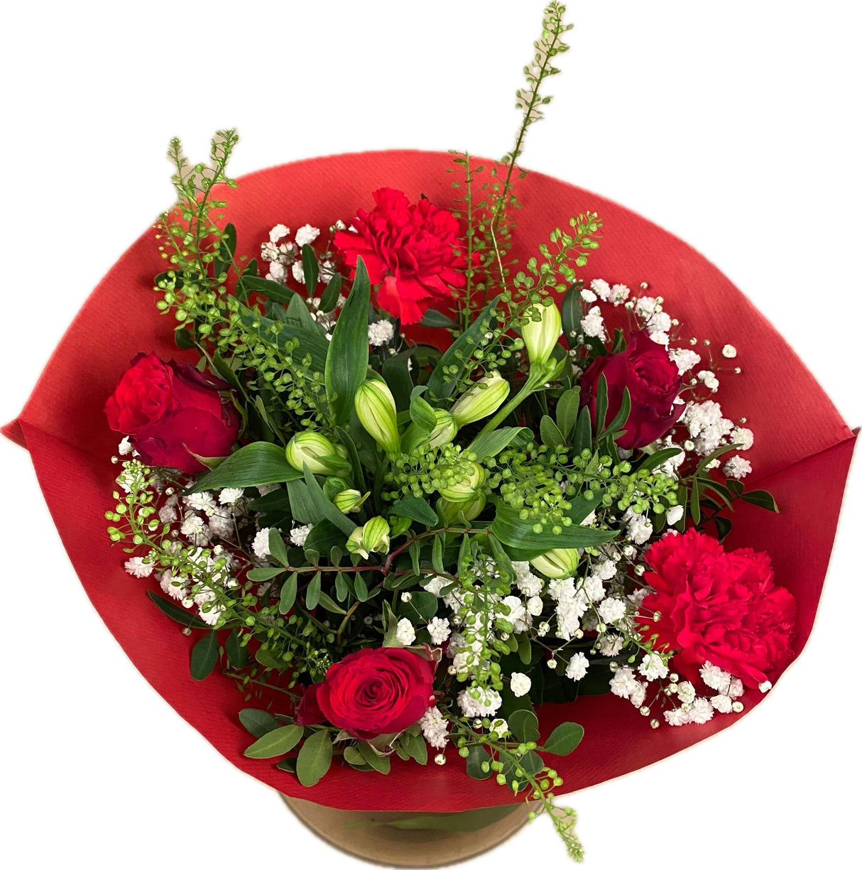 Roses & Carnations Mixed Bouquet - Red