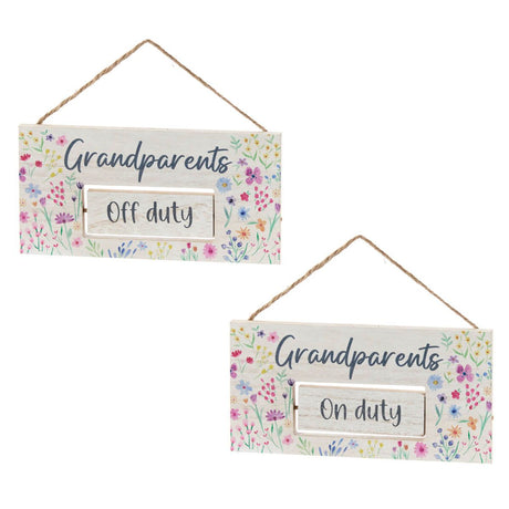 Richard Langs Floral Grandparent On/Off Duty Spin Wooden Plaque - 8FD102