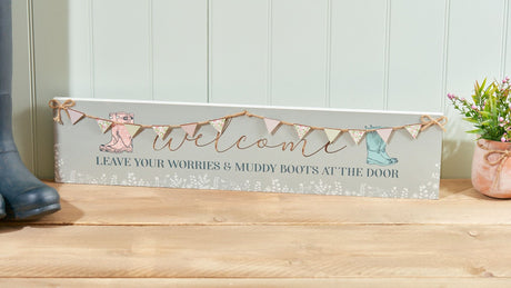 Richard Langs Welly Boot with 3D Bunting Wooden Plaque - 8WB443