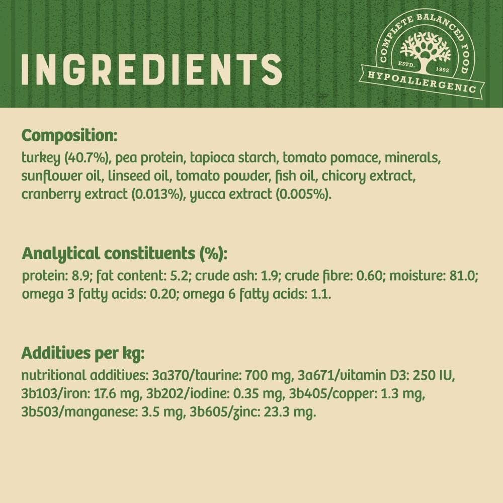 James Wellbeloved 85g Grain Free Turkey Pouches wet Adult Cat Food 12pk