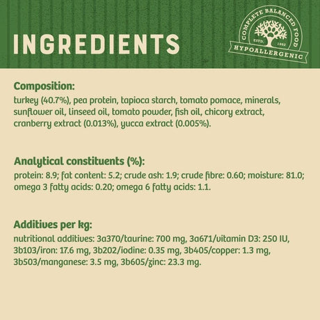 James Wellbeloved 85g Grain Free Turkey Pouches wet Adult Cat Food 12pk