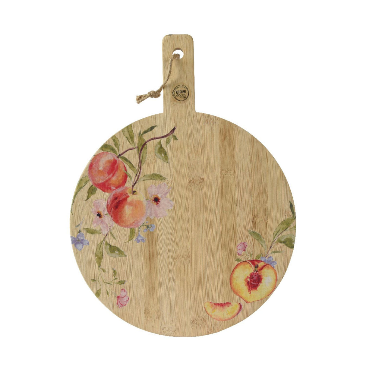 Kaemingk 44cm Chopping Board Bamboo Round uv Printing Peach Pattern Print