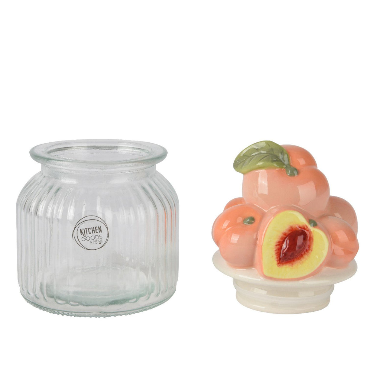 Kaemingk 19cm Storage Jar Glass Shiny Peach