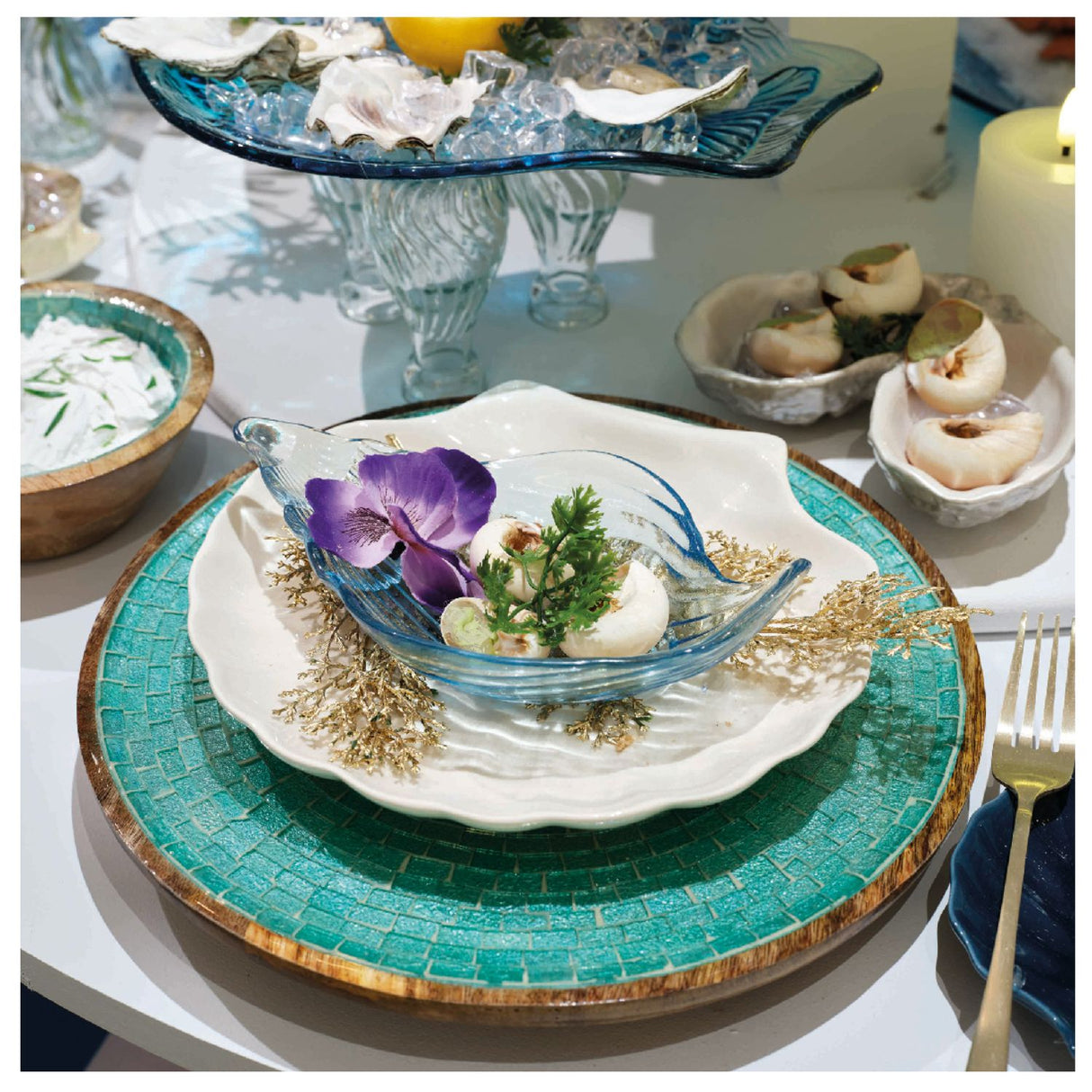 Kaemingk 20cm Glass Plate Transparent Spray (choice of 2)