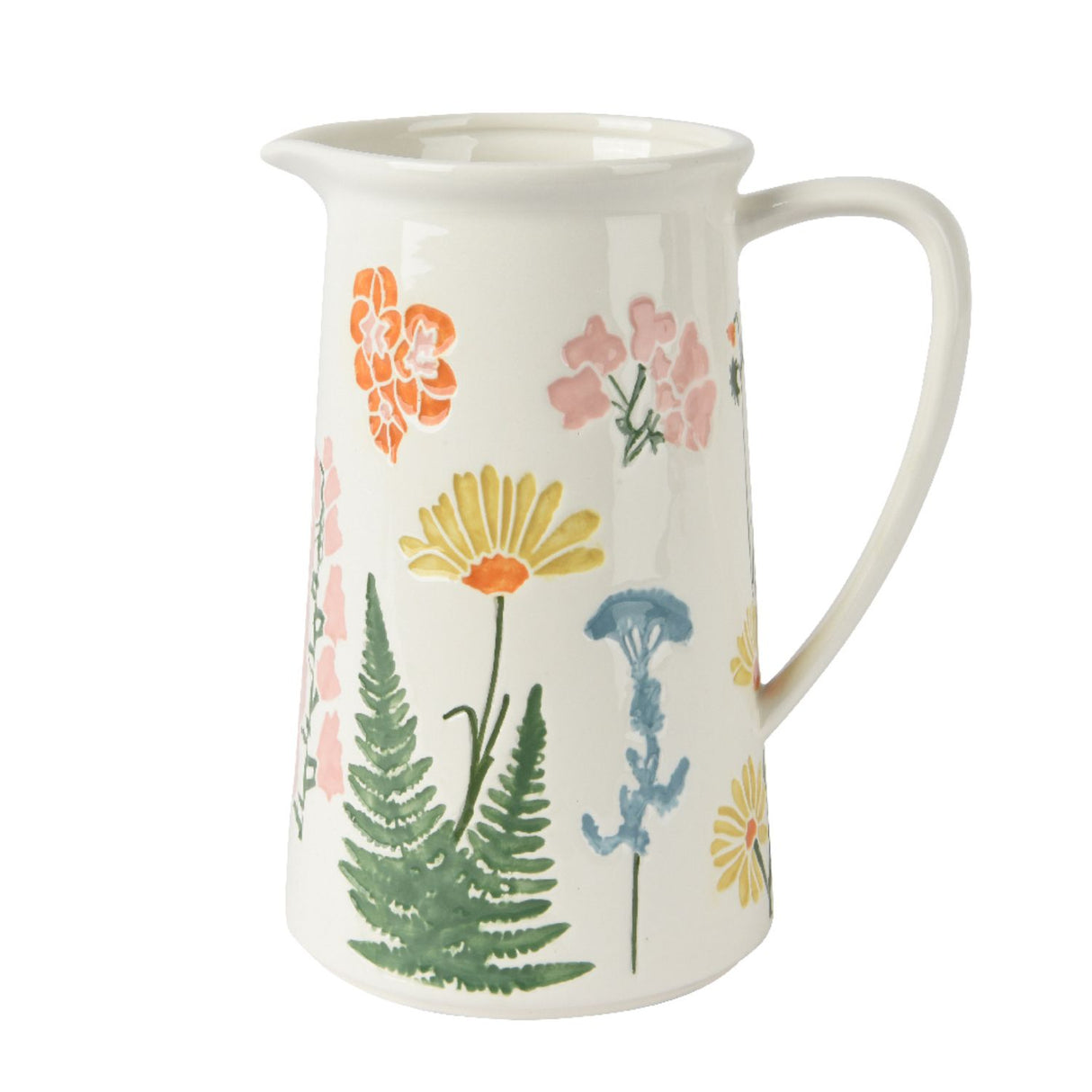 Kaemingk 24cm Dolomite Drinking Jar with Glossy Flower Pattern