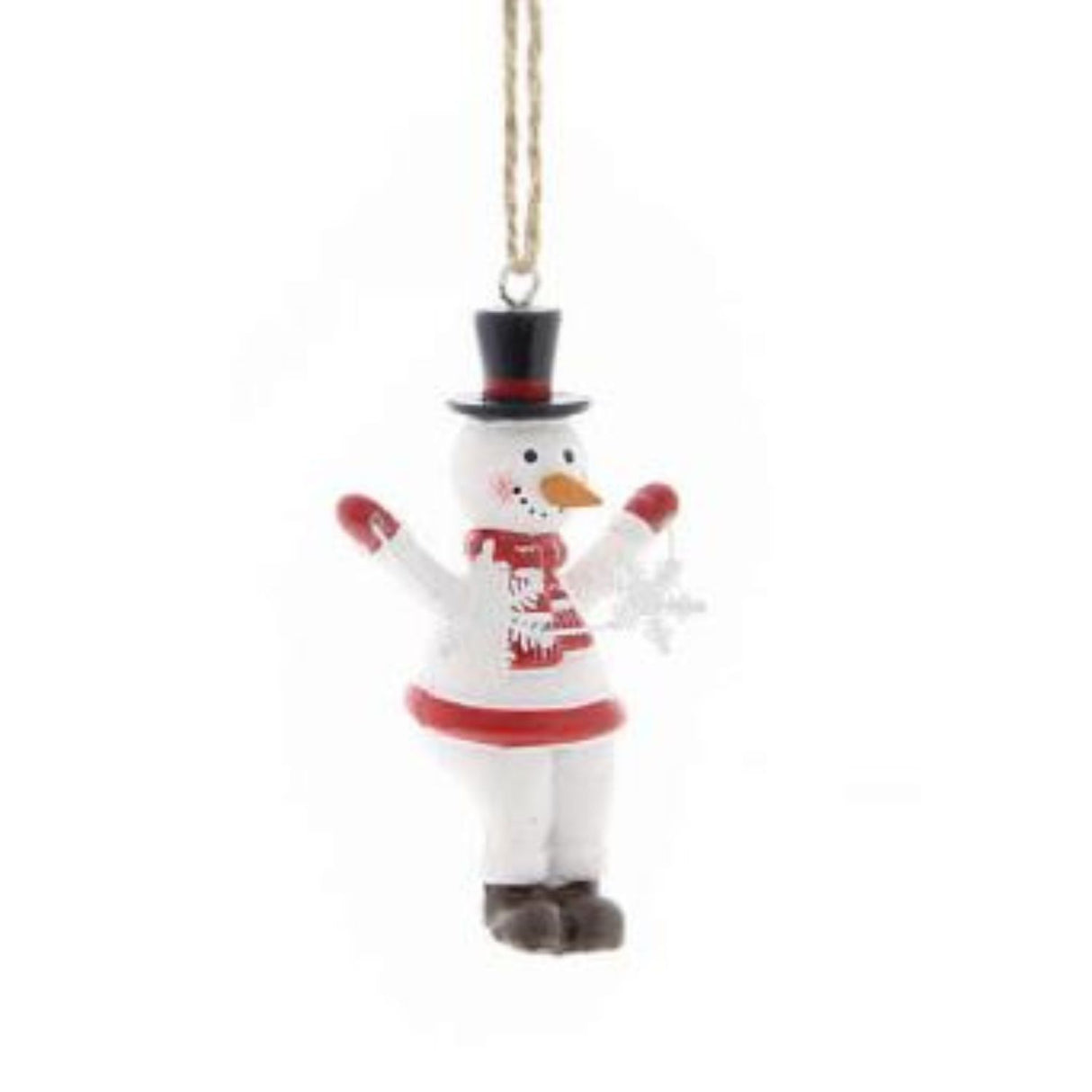 Festive 8cm Polyresin Snowman Holding Snowflakes Hanging Decoration