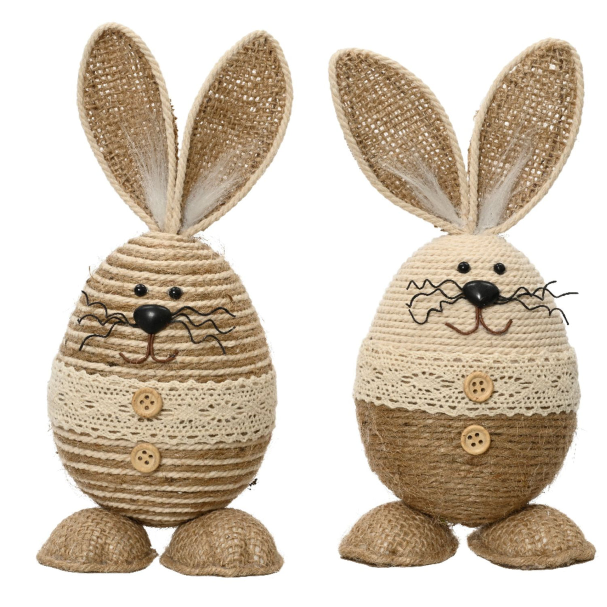 KSD 18cm Jute Wooden Bunny Buttton