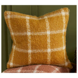 Walton & Co 43cm Faux Mohair Chequered Cushion Ochre