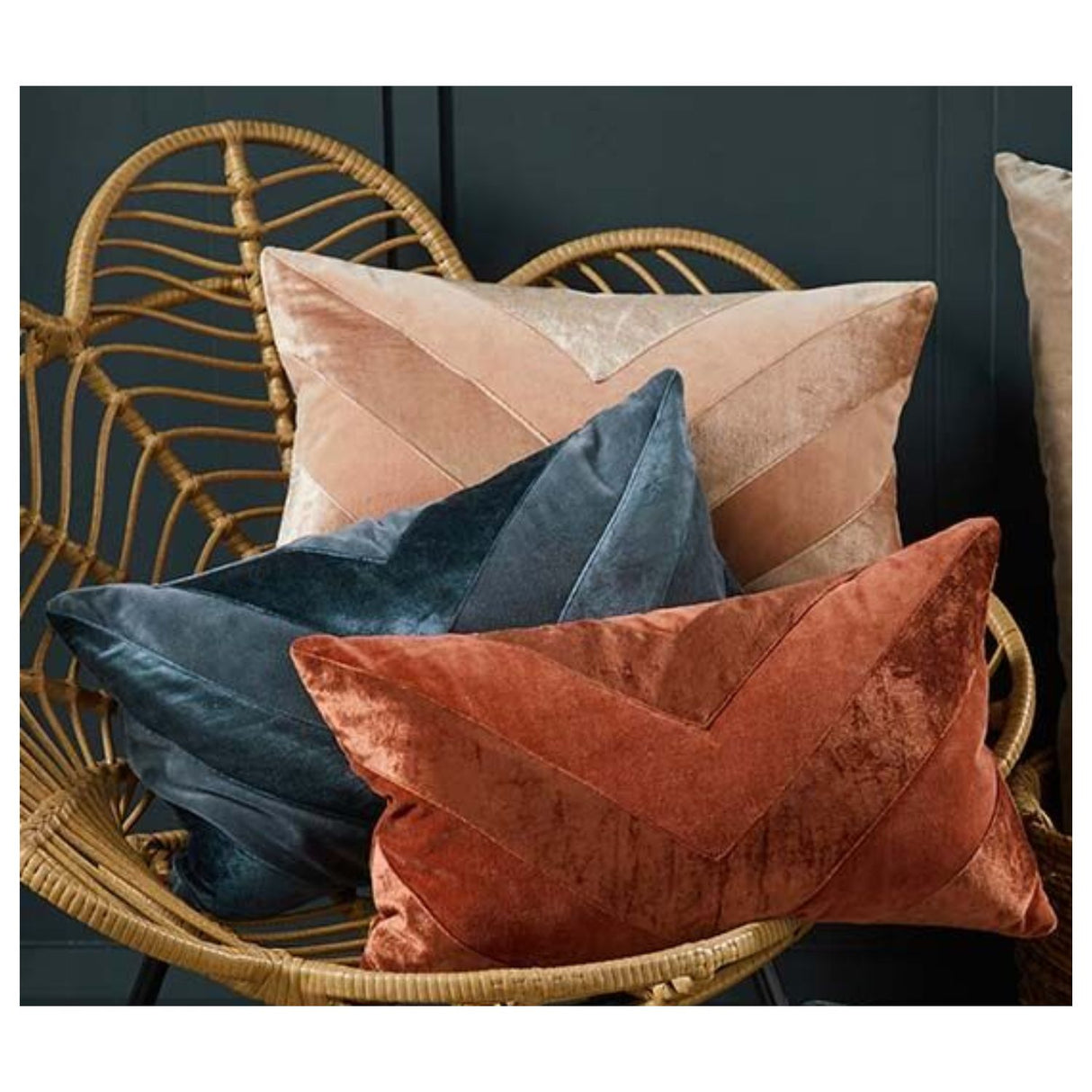 Walton & Co 50cm Velvet Chevron Cushion Spice