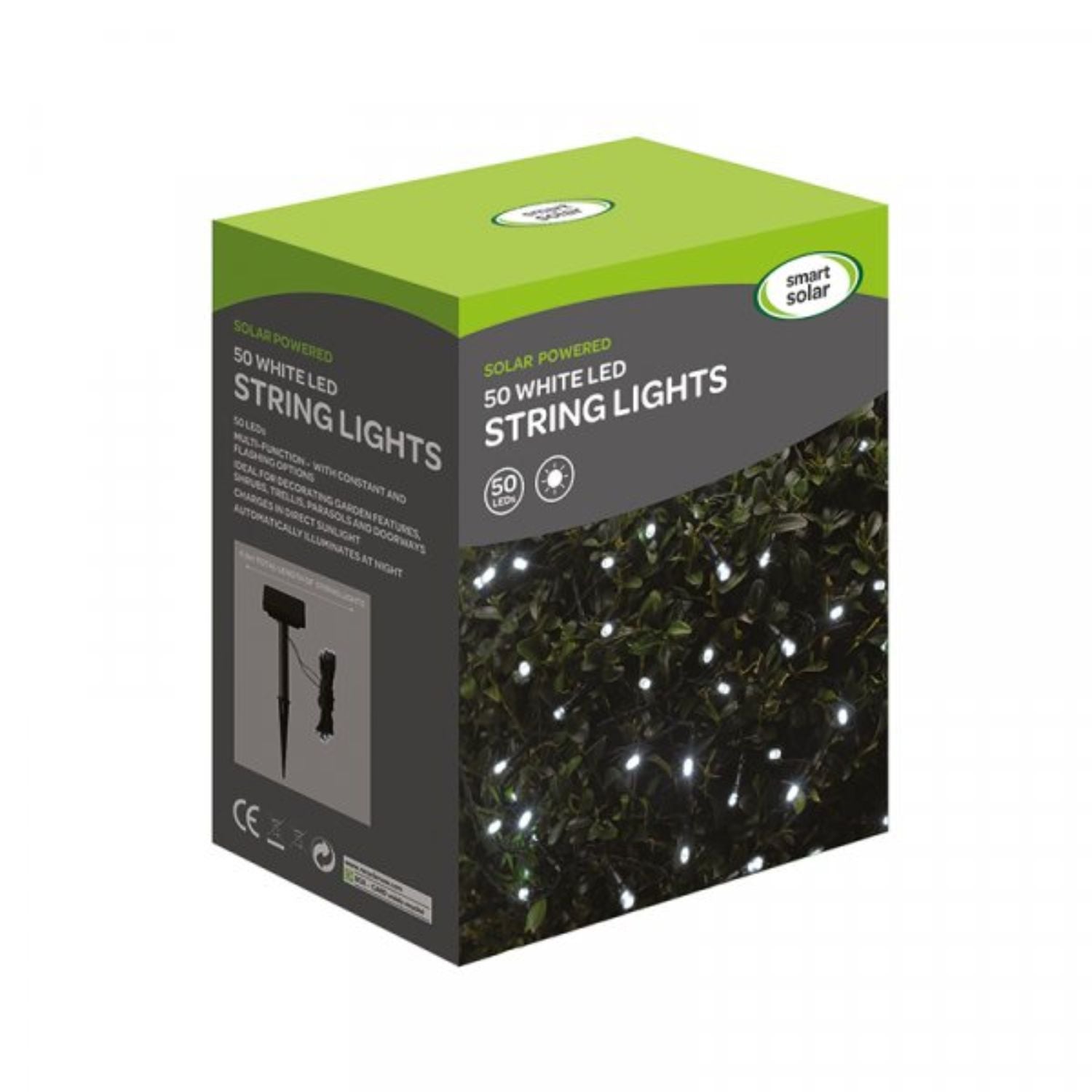 Smart Solar 50 LED Cool White String Lights