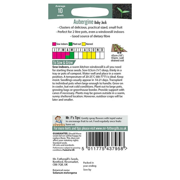 Mr Fothergill's Aubergine Baby Jack Seed