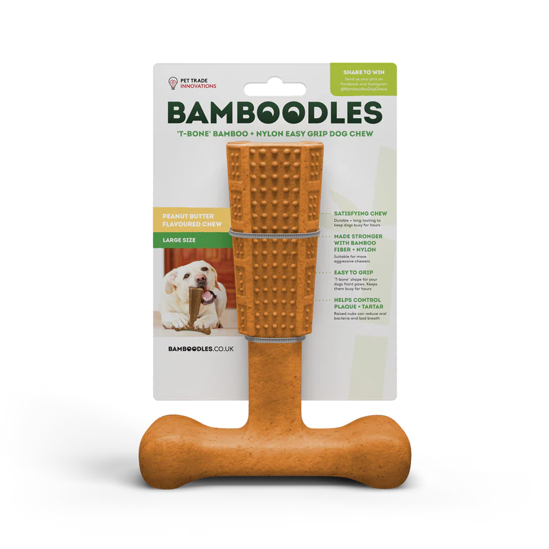Bamboodles 7 inch Peanut Butter T Bone Chew