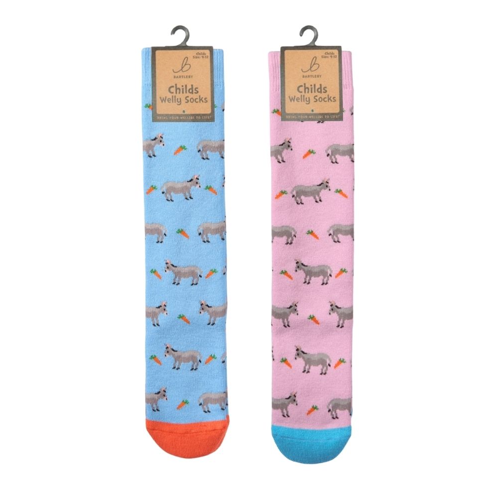 Bartleby Cute Donkey Childs Welly Socks - (Choice of 2) - 6/3