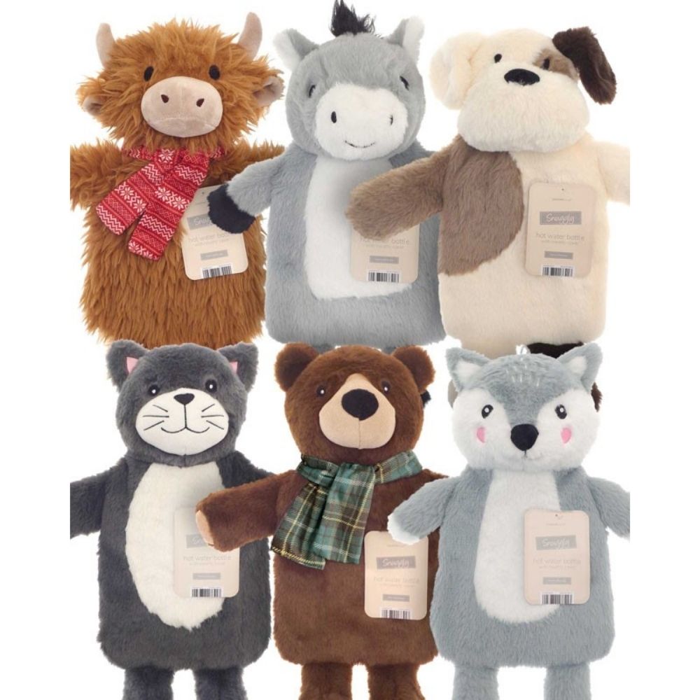 Bartleby Novelty Animals Faux Fur Hot Water Bottles - (Choice of 6)