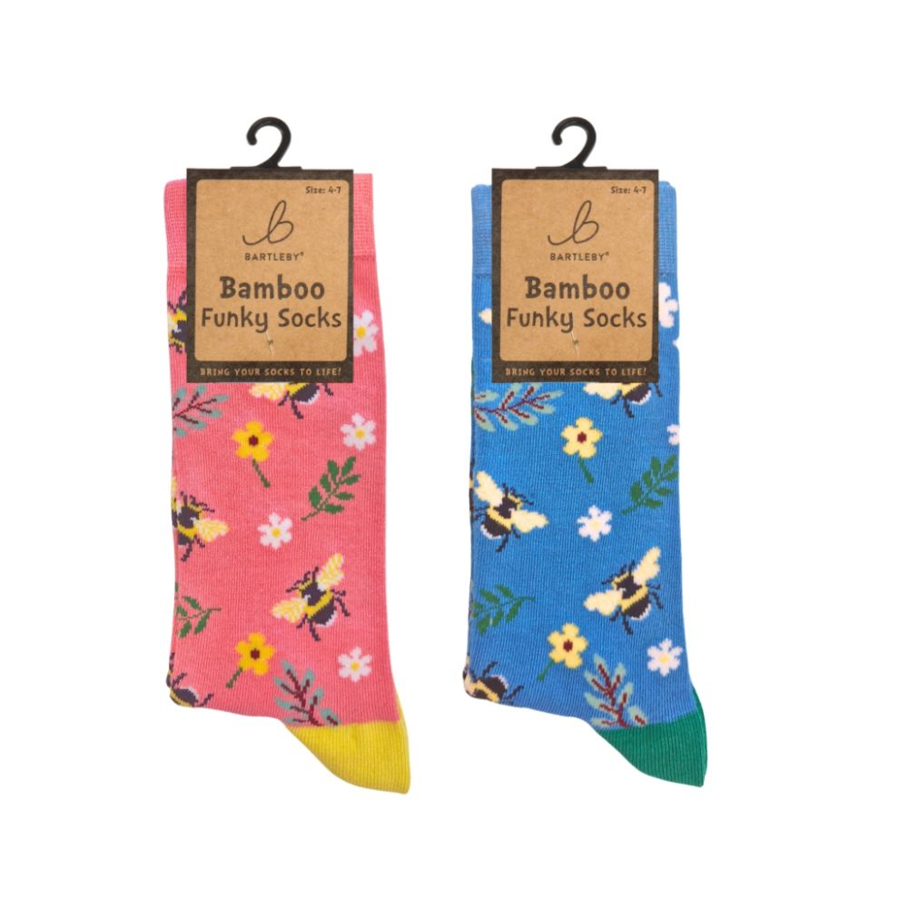 Bartleby Ladies Floral Bee Funky Bamboo Socks - Size 4 - 7 (Assorted)