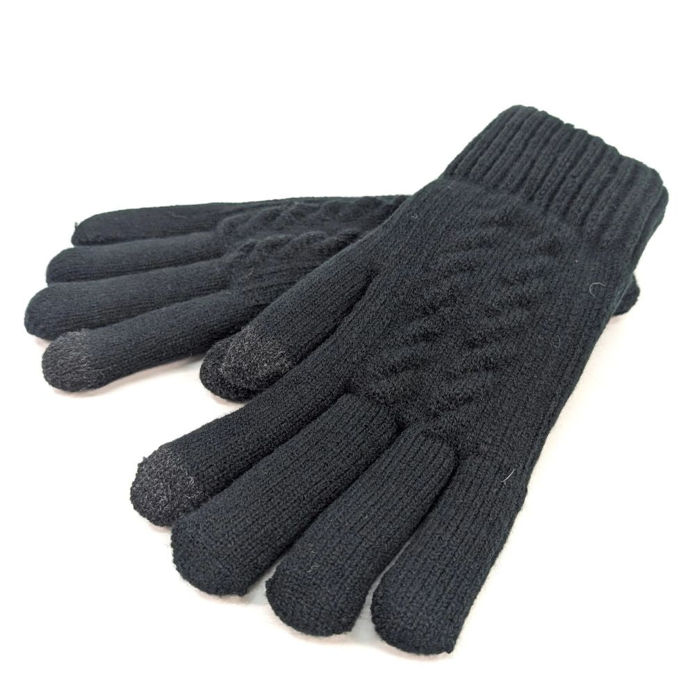 Black Ginger Mens Knitted Gloves - Black