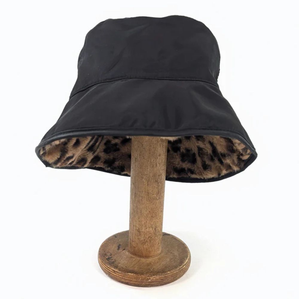 Black Ginger Teddy Bear Animal Print Lining Showerproof Hat