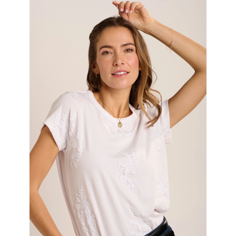 Brakeburn Agathe Embroidered T-Shirt - White