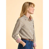Brakeburn Vicky Stripe Long Sleeve Blouse Top - Green