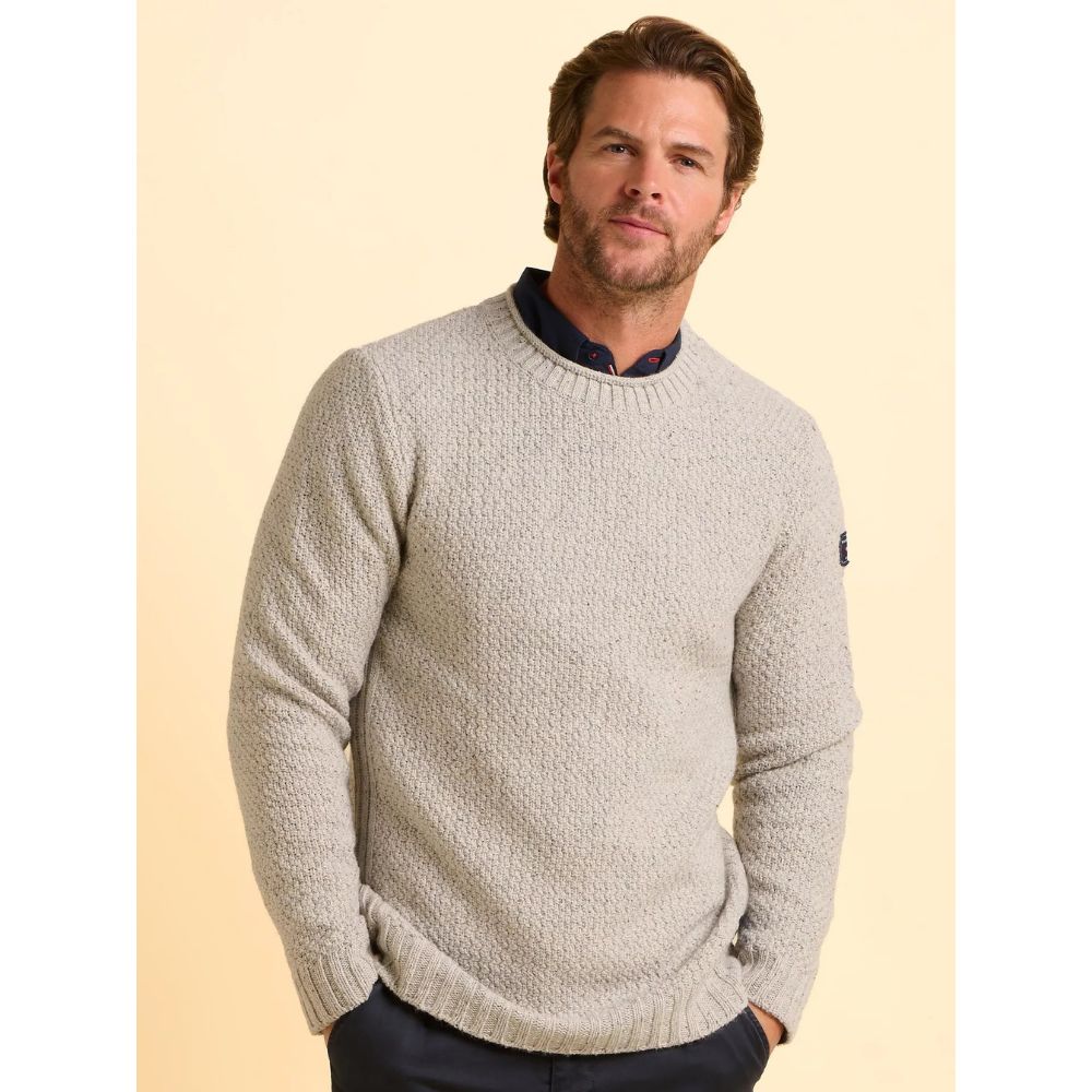 Brakeburn Alderley Wool Blend Crew Neck Jumper - Grey