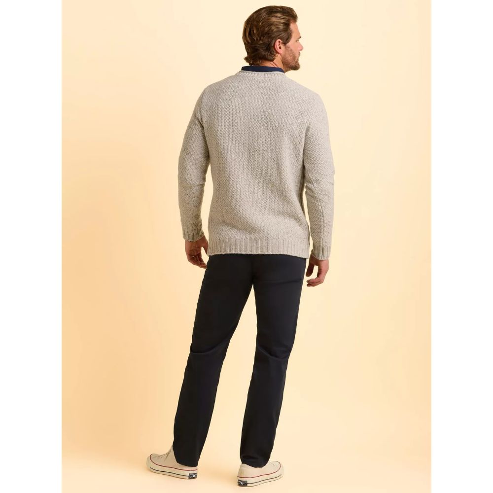Brakeburn Alderley Wool Blend Crew Neck Jumper - Grey